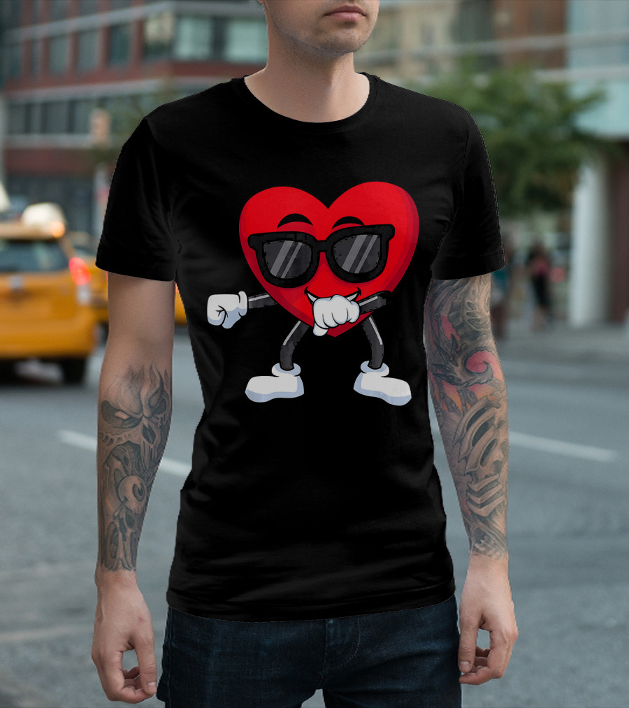 Dabbing Heart Valentines Day Boys Love T-Shirt