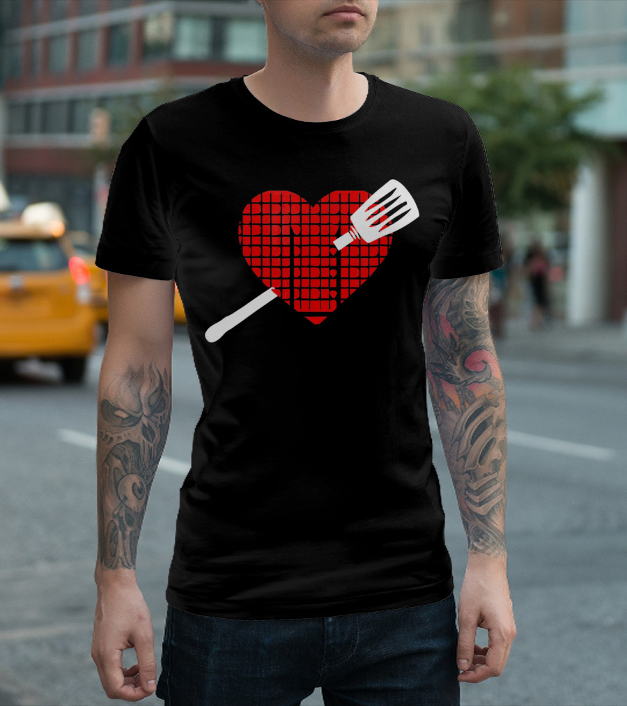 Funny BBQ Grilling Valentine's Day Heart With Spatula T-Shirt