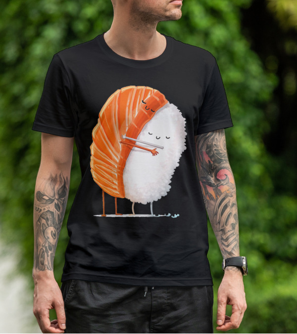 Cute Sushi Couple Embrace Valentine Hug T-Shirt