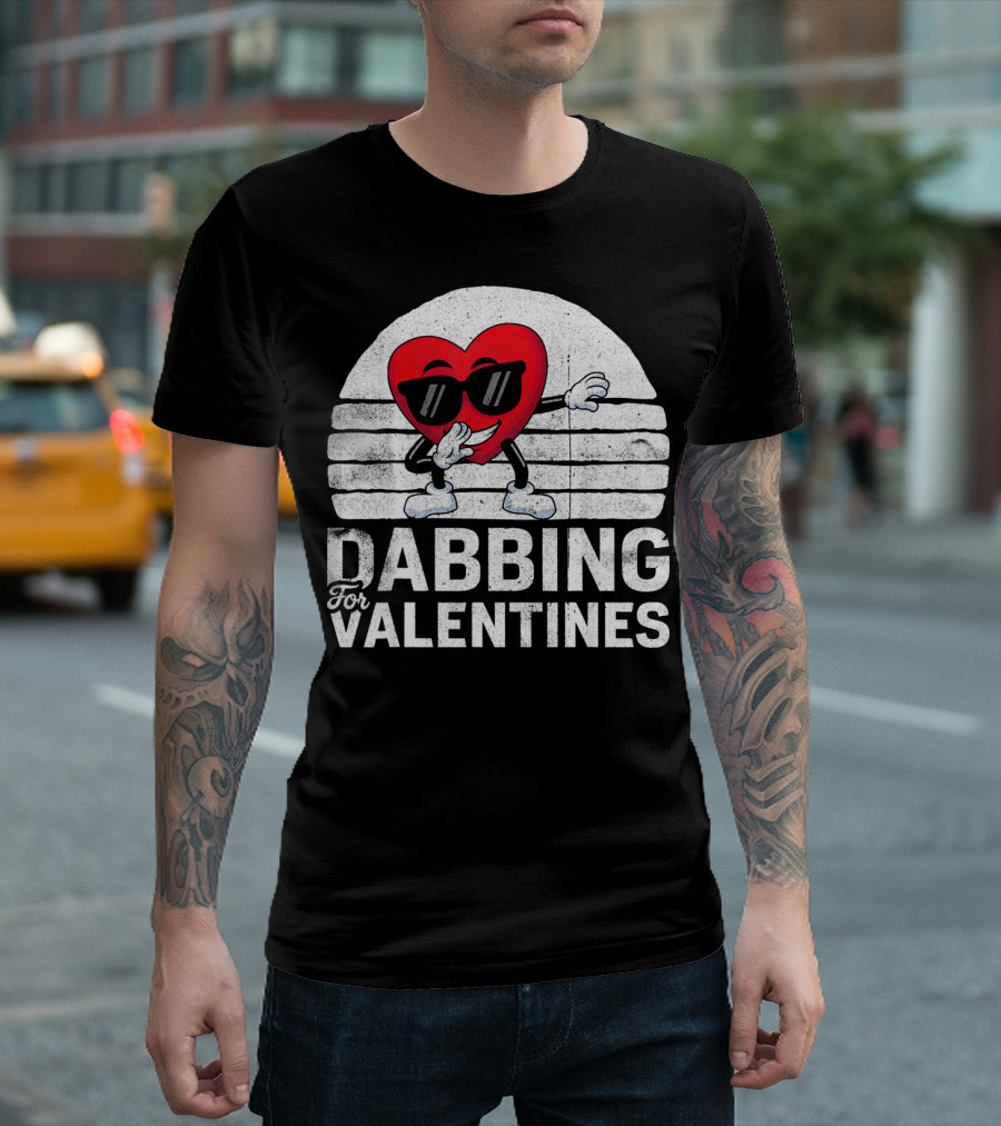 Dabbing For Valentines Funny Heart Valentine’s Day T-Shirt
