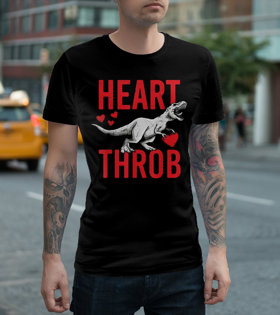 Funny Dinosaur Valentine's Day Heart Throb T-Rex with Hearts T-Shirt