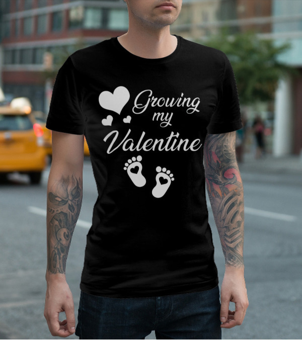 Growing My Valentine Heart Footprint T-Shirt