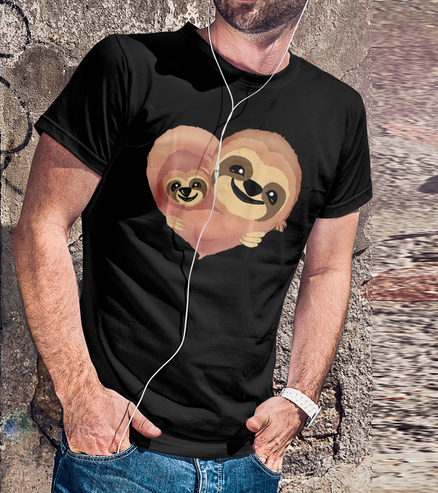 Valentine Sloth Heart Duo Love T-Shirt