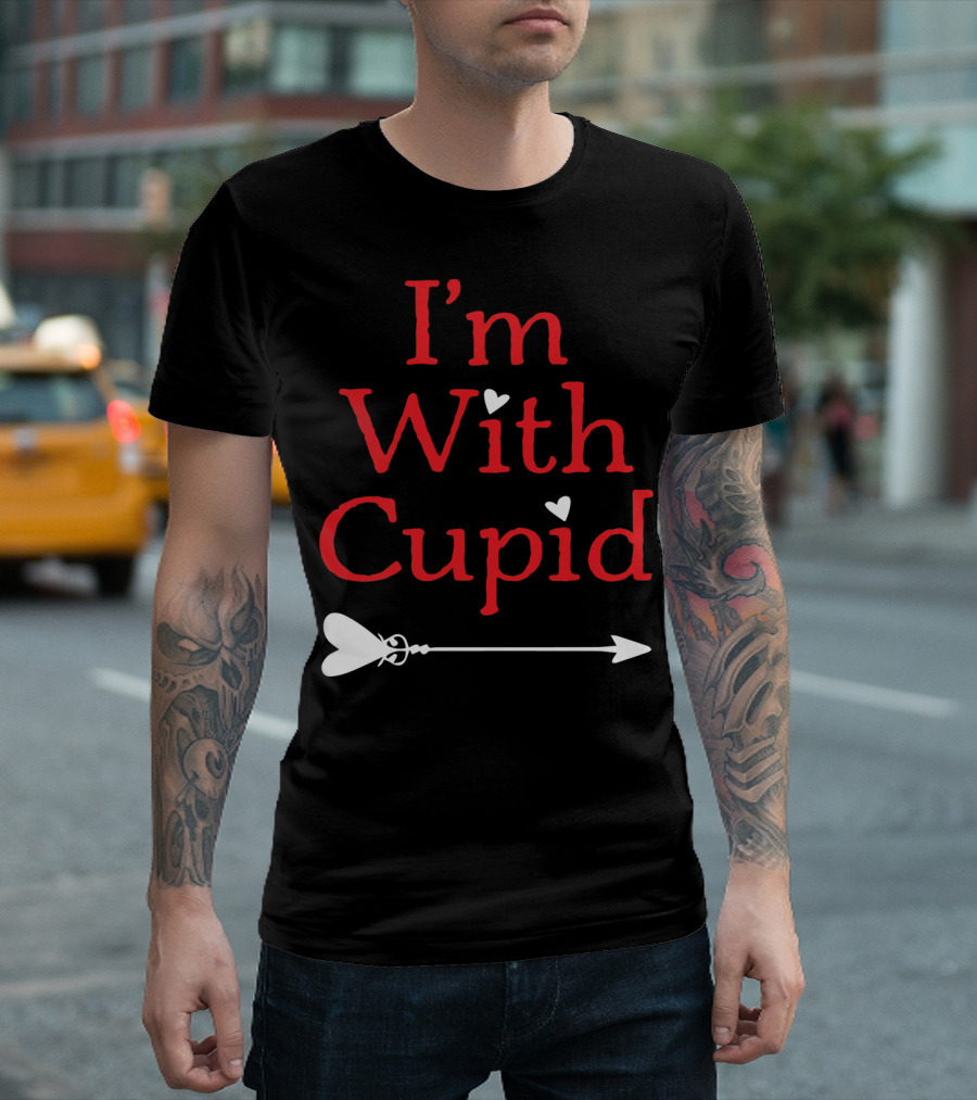 I'm With Cupid Funny Valentine's Day Arrow T-Shirt