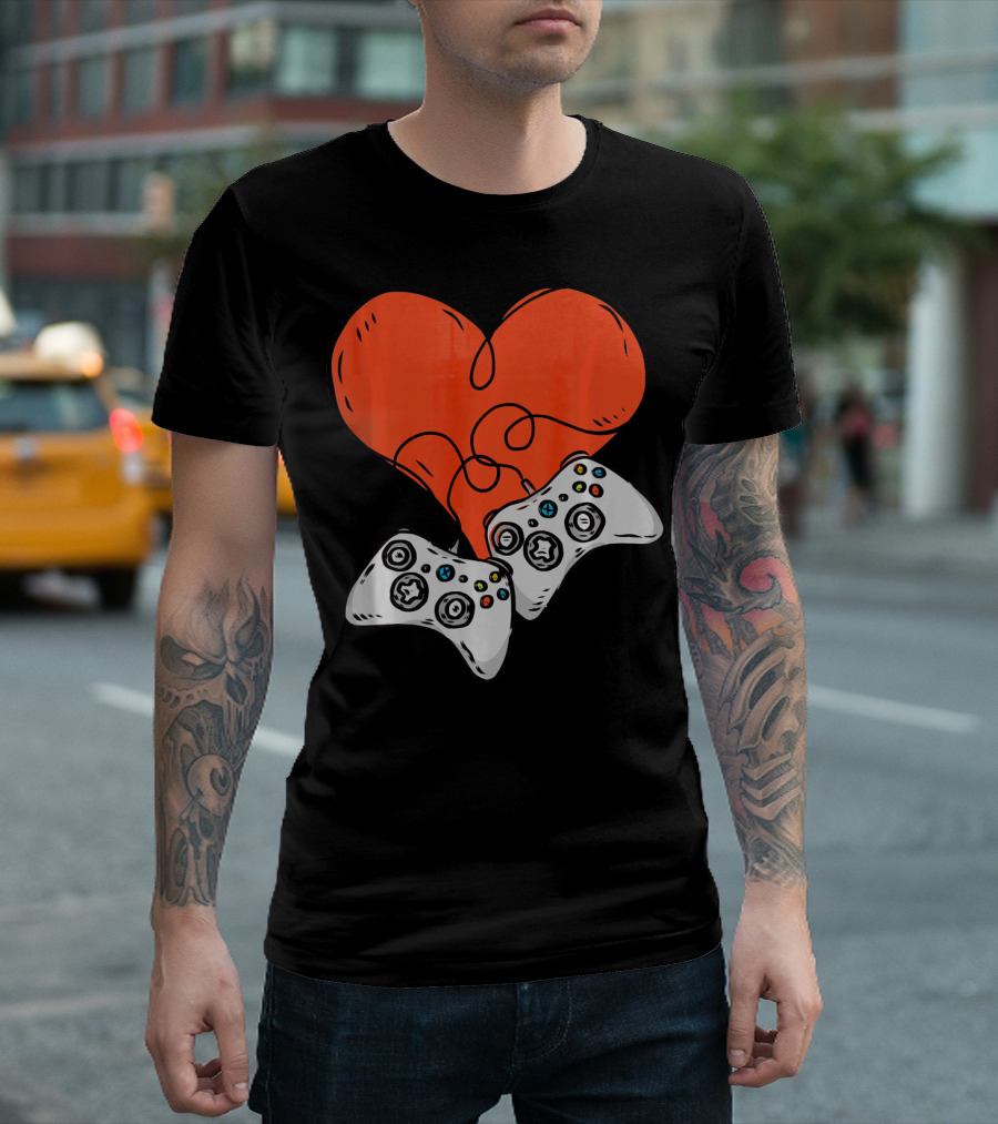 Funny Heart With Video Game Controllers T-Shirt