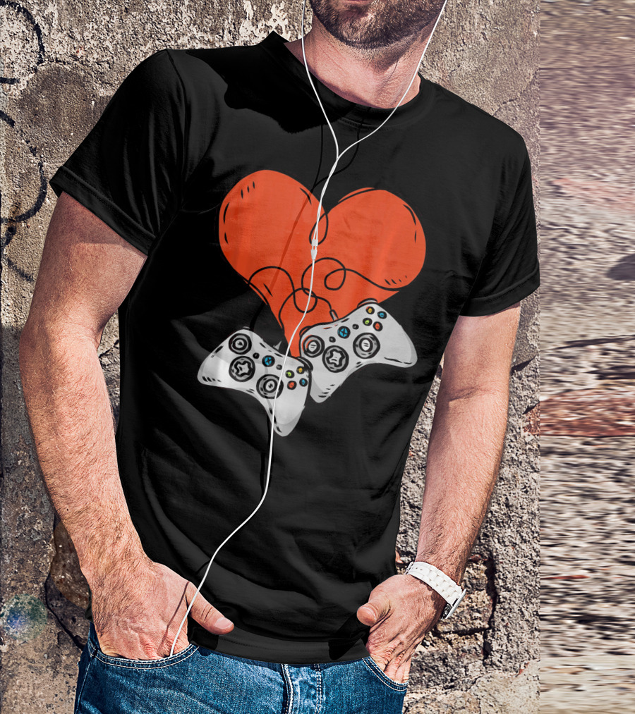Funny Heart With Video Game Controllers T-Shirt