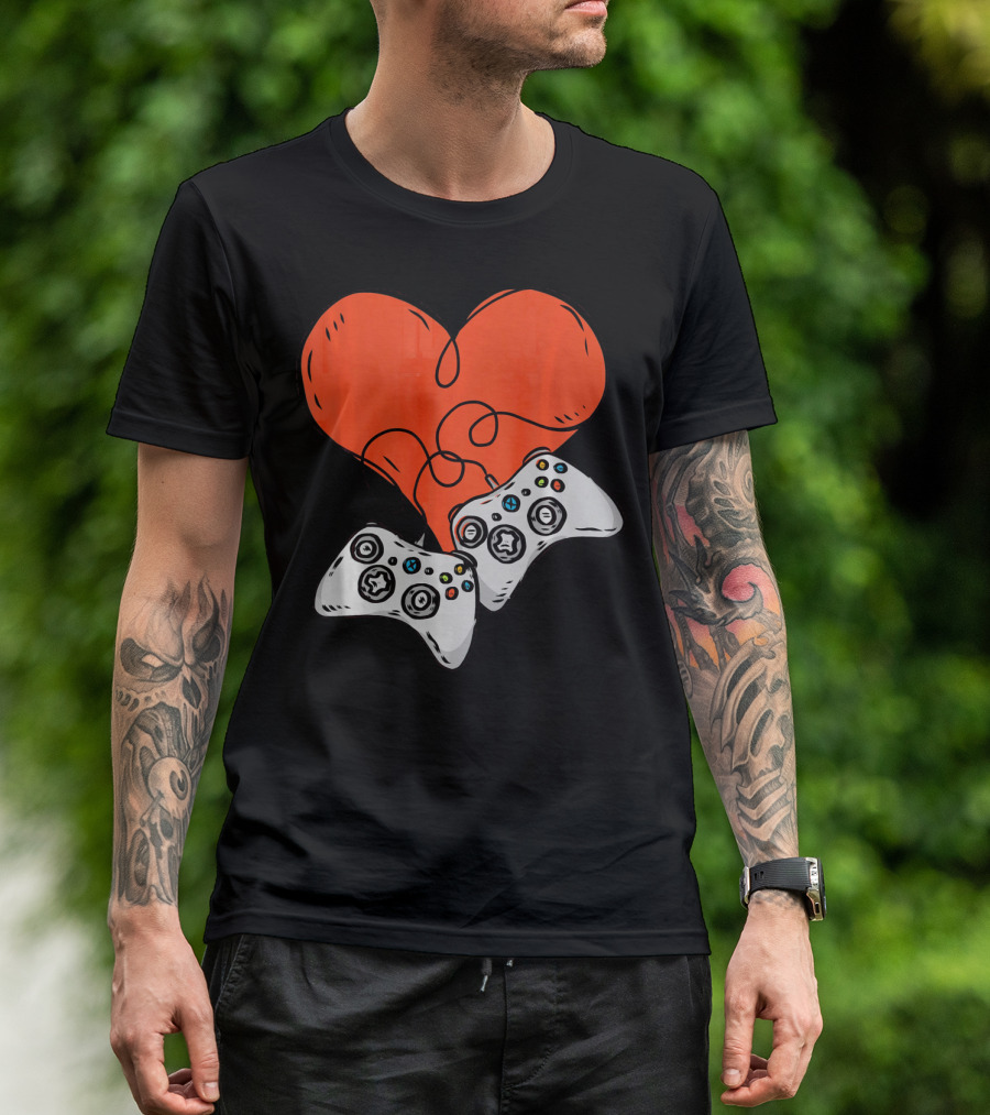 Funny Heart With Video Game Controllers T-Shirt