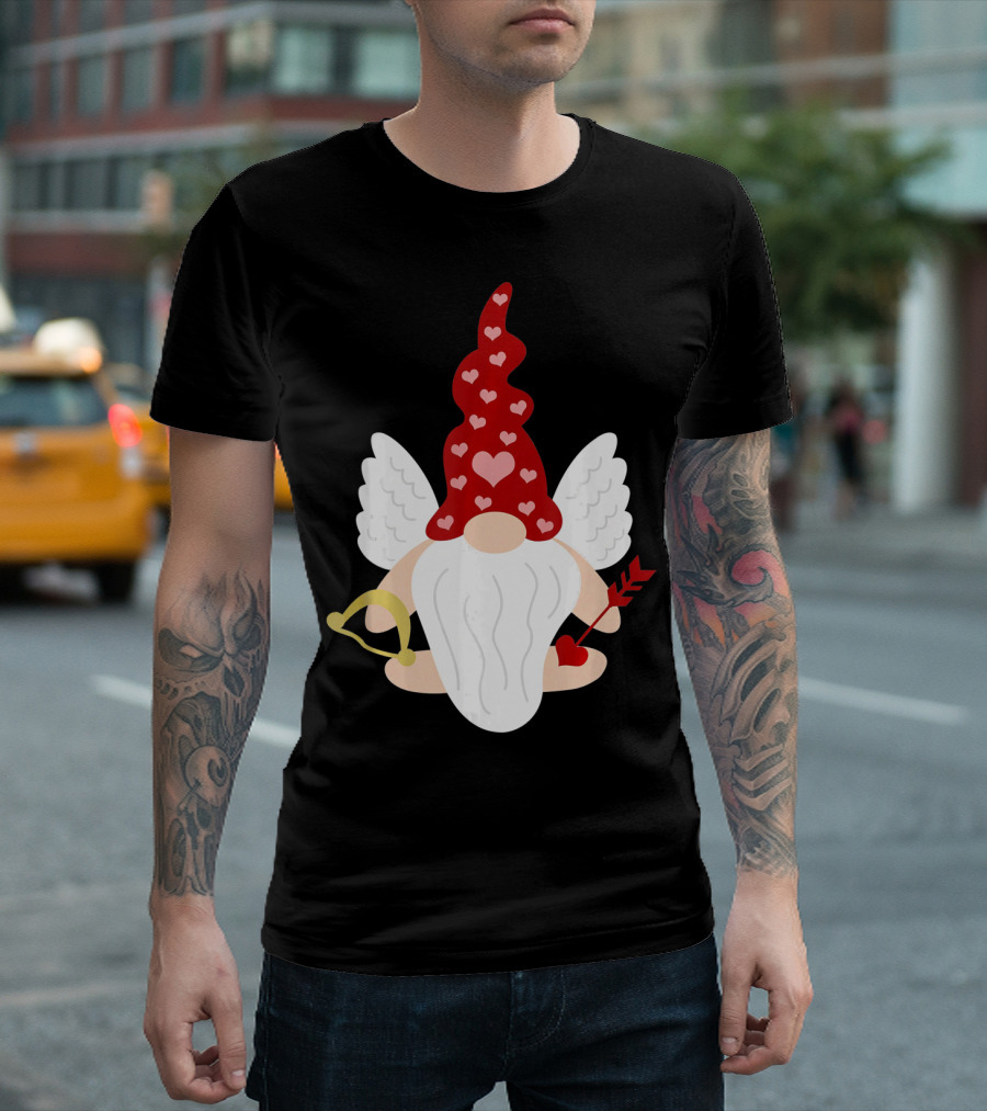 Gnome Cupid with Heart Arrow Valentines Day T-Shirt