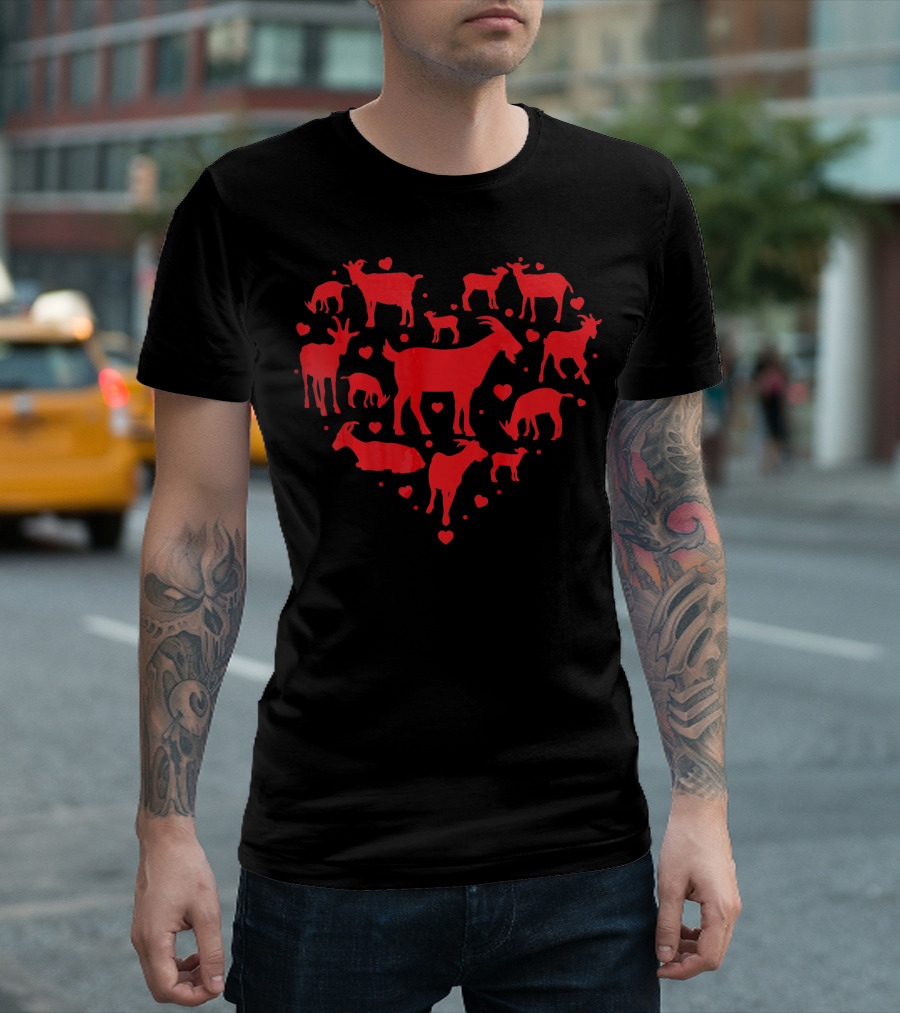Goat Valentines Day Heart Silhouette Lover T-Shirt