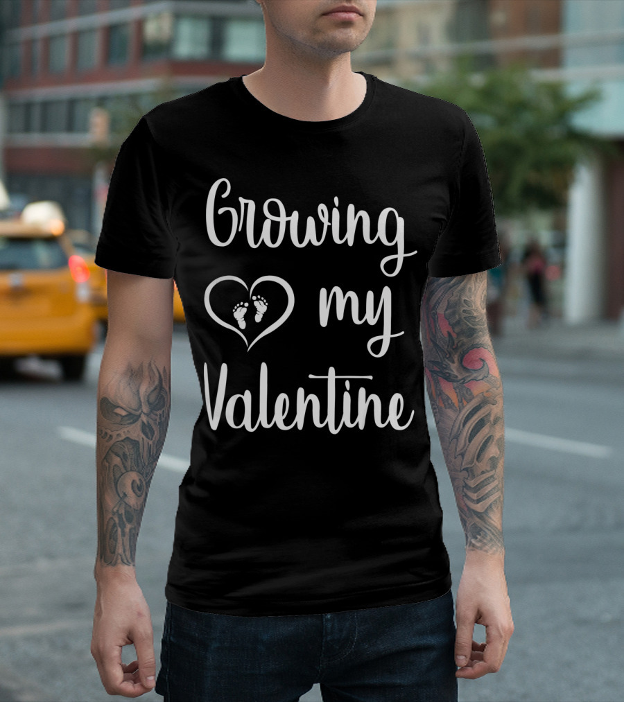 Growing My Valentine Heart Feet Valentine's Day Pregnancy Announcement T-Shirt