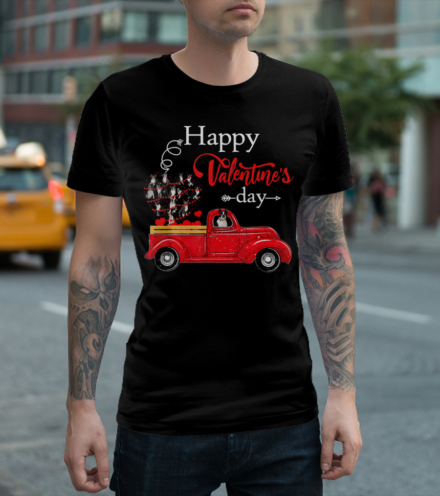 Happy Valentine's Day Truck with Heart and Love Balloons T-Shirt