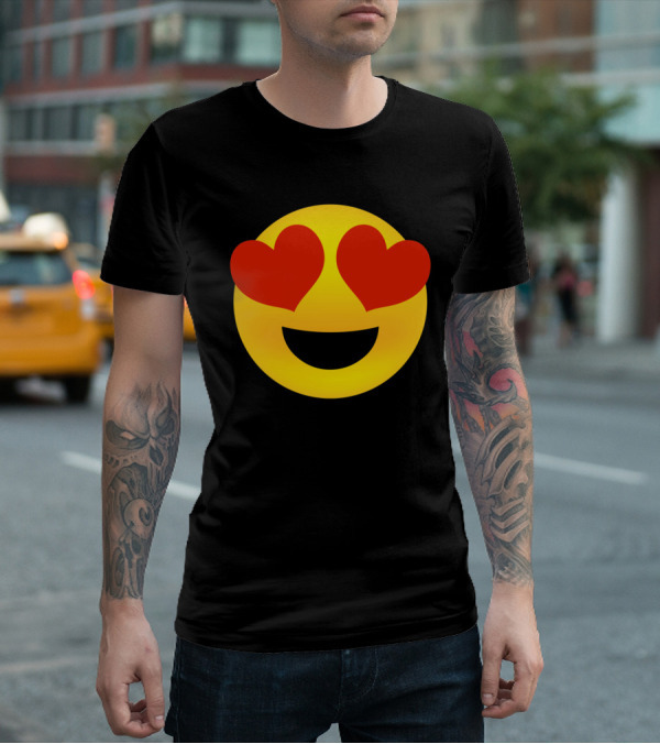 Heart Eyes Emoji Valenti Joyful Face T-Shirt