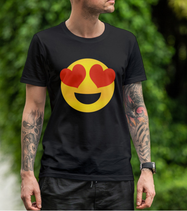 Heart Eyes Emoji Valenti Joyful Face T-Shirt