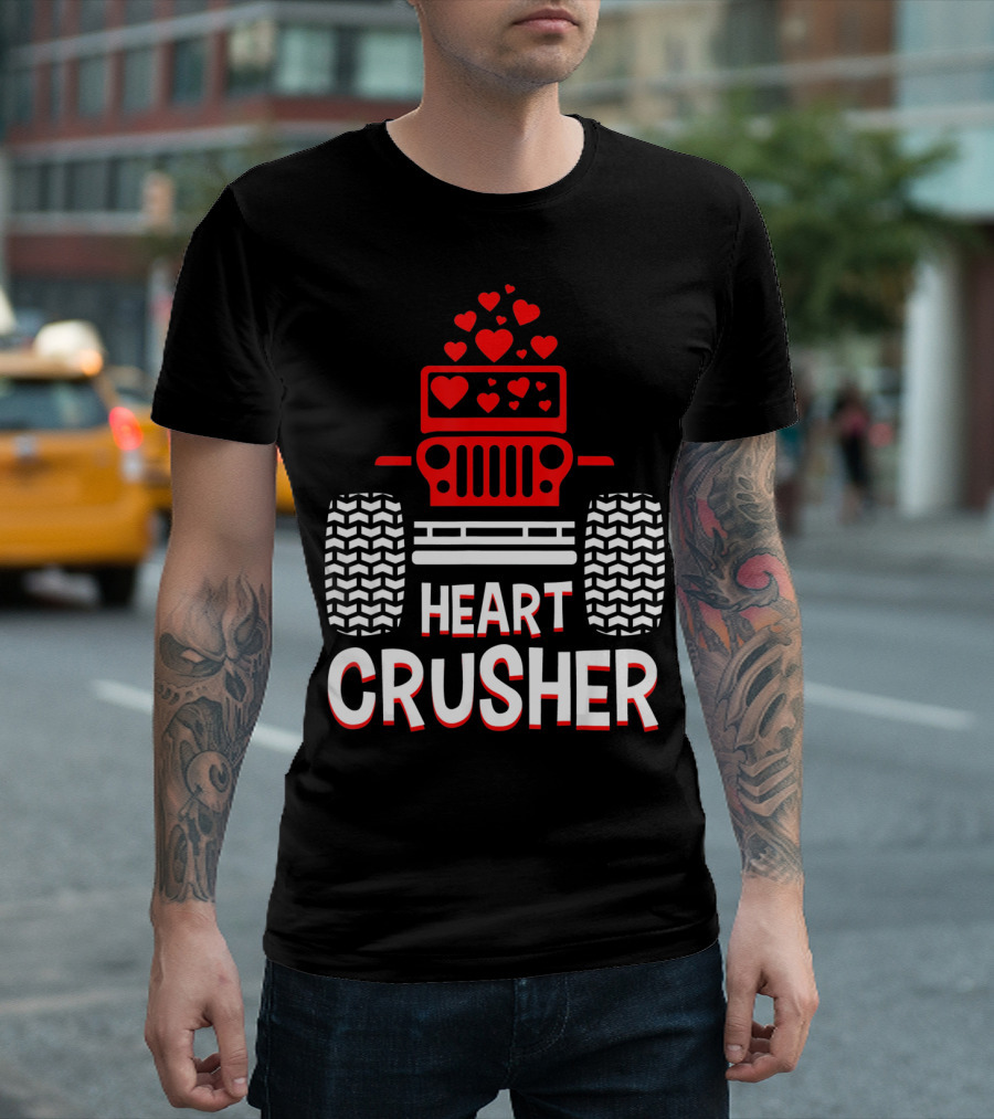Heart Crusher Jeep Girl Heart Shape Vale Tire Tracks T-Shirt