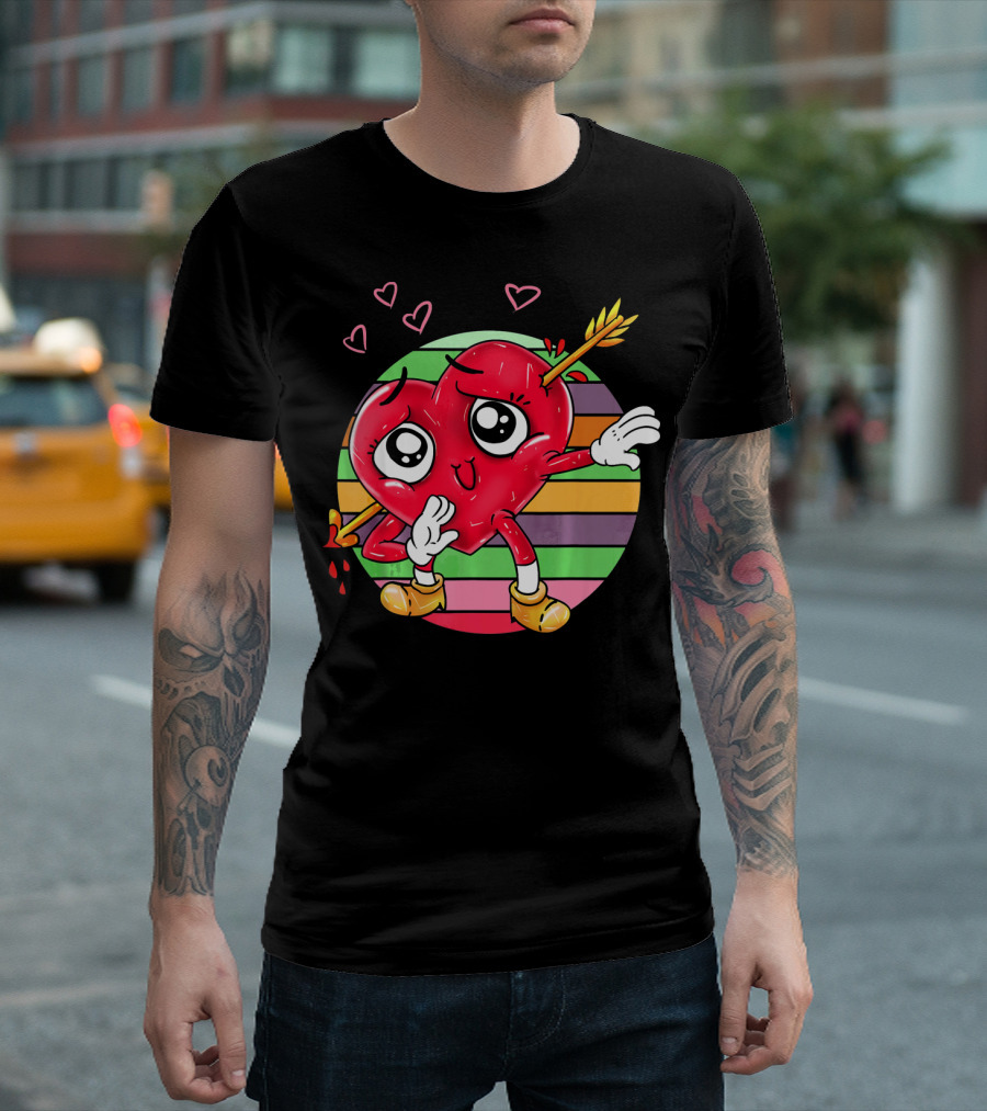Heart Dabbing Valentines Love Arrow T-Shirt