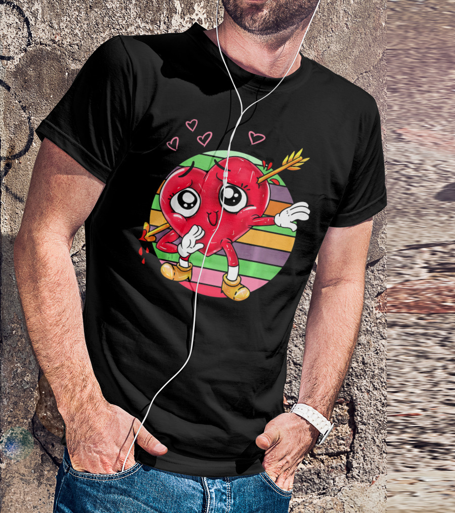 Heart Dabbing Valentines Love Arrow T-Shirt