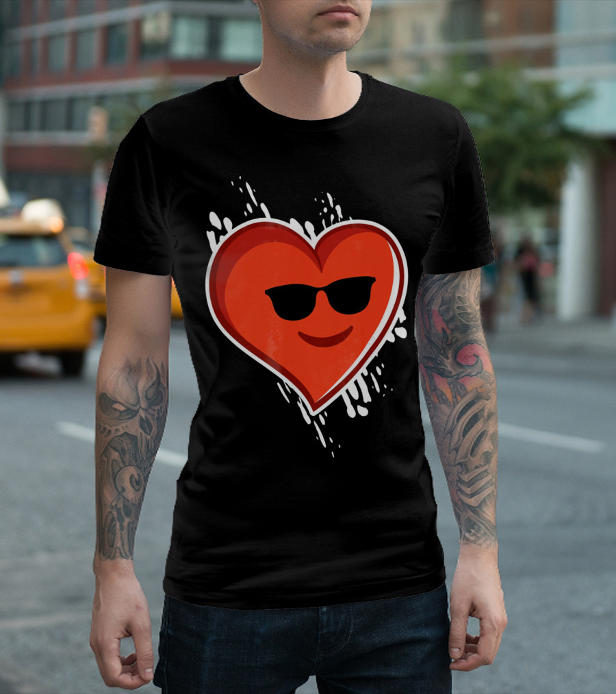 Heart Emoji Cool Shades Valentines T-Shirt