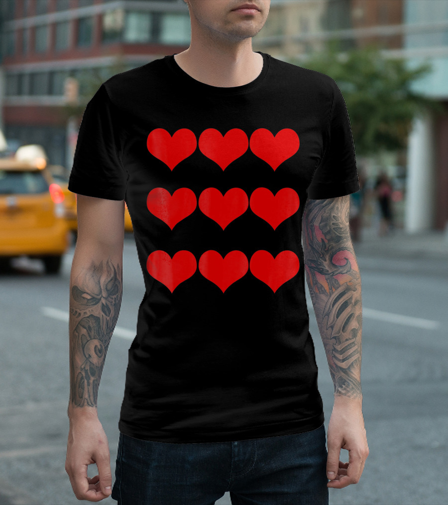 Heart Valentines Day Nine Red Hearts T-Shirt