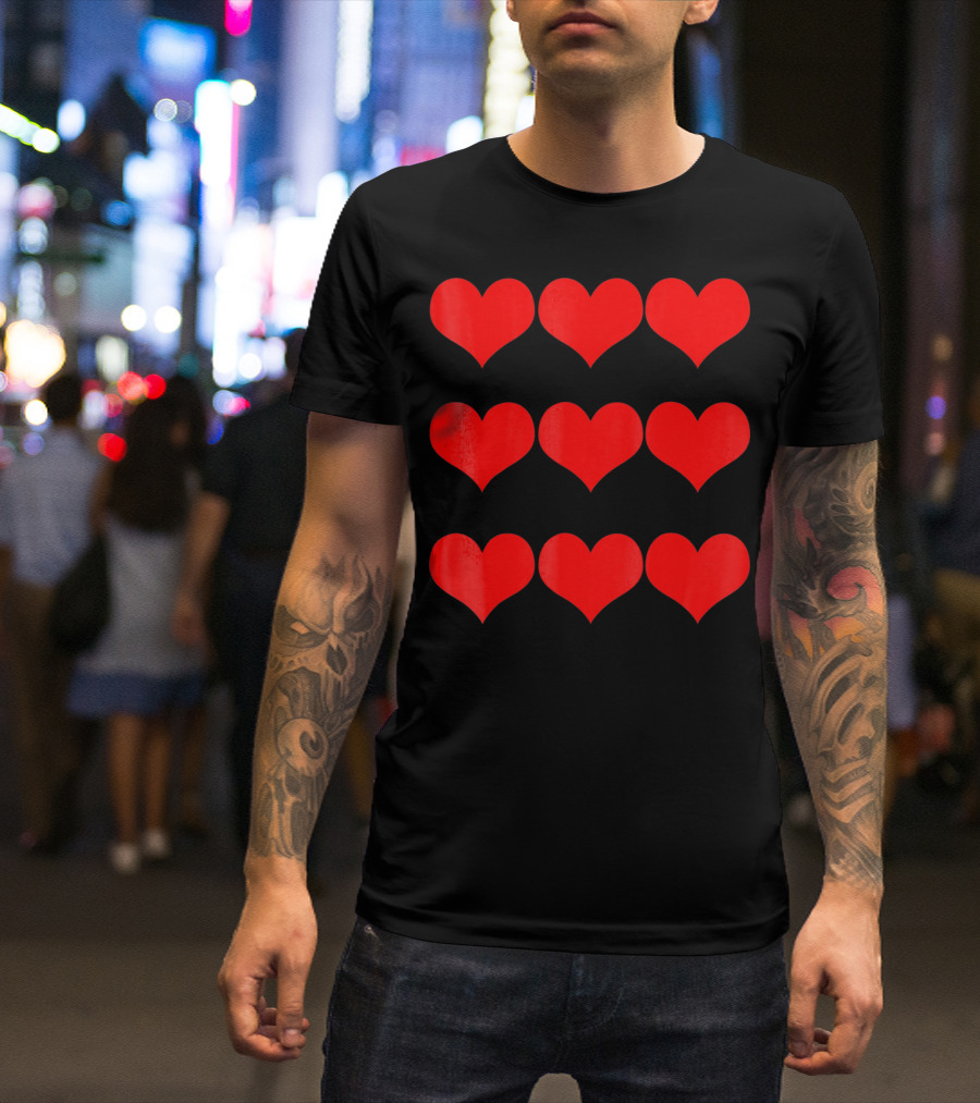Heart Valentines Day Nine Red Hearts T-Shirt