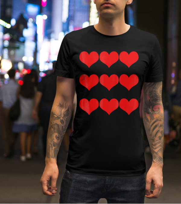 Heart Valentines Day Nine Red Hearts T-Shirt