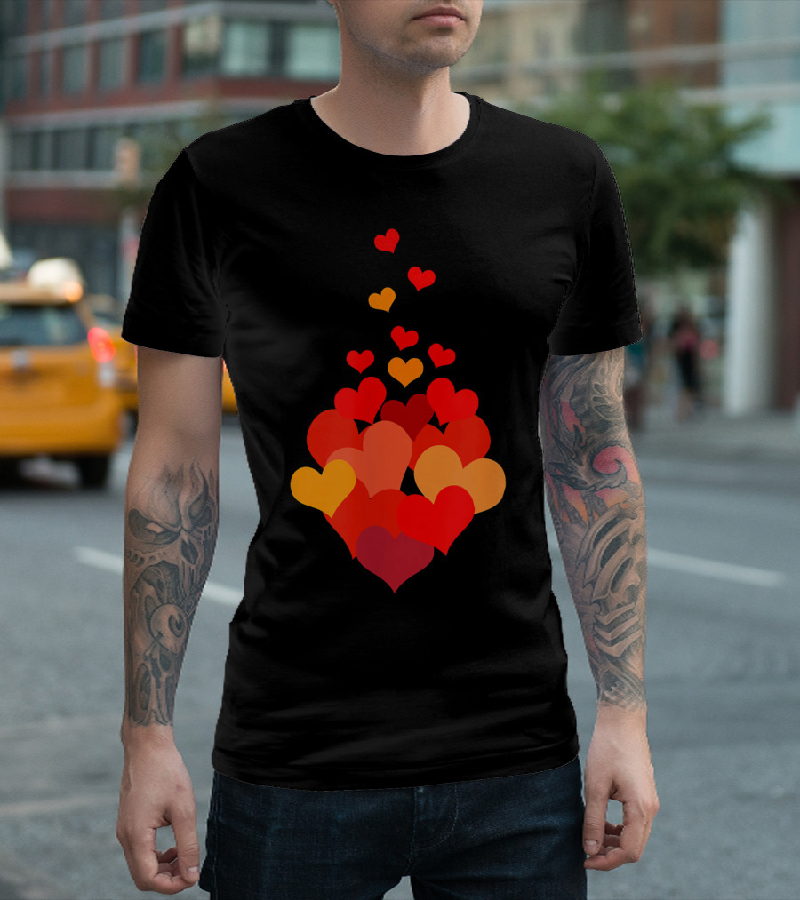 Heart Tie Red Orange Valentines Day T-Shirt