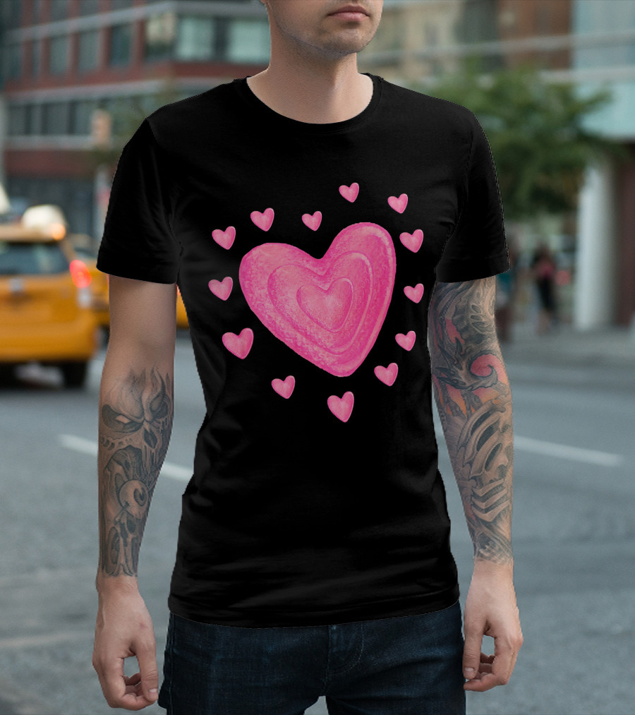 Hearts Valentines Kids School Pink Heart T-Shirt