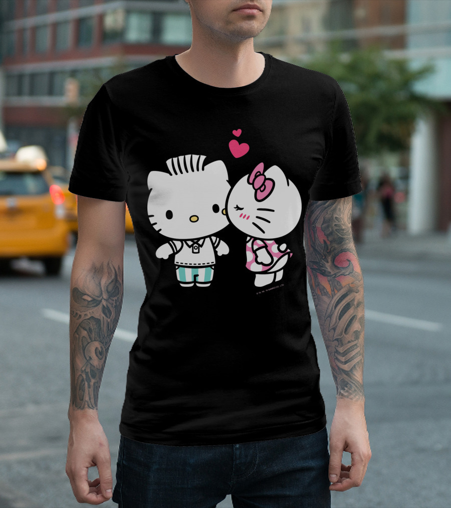 Hello Kitty and Dear Daniel with Hearts and Kiss for Valentine's Day T-Shirt