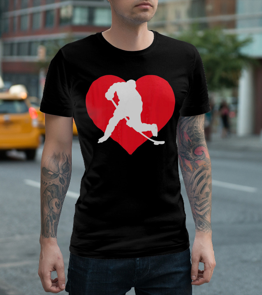 Valentine's Day Hockey Lover Heart T-Shirt