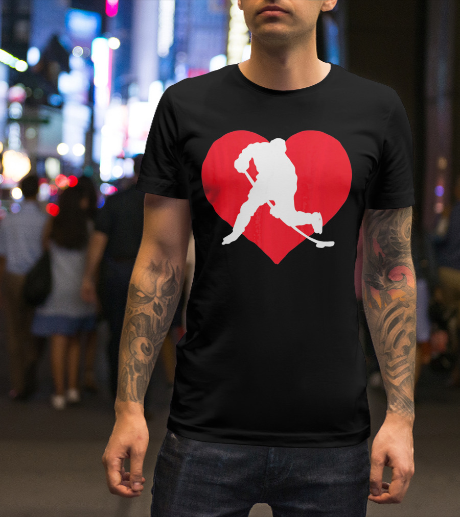 Valentine's Day Hockey Lover Heart T-Shirt