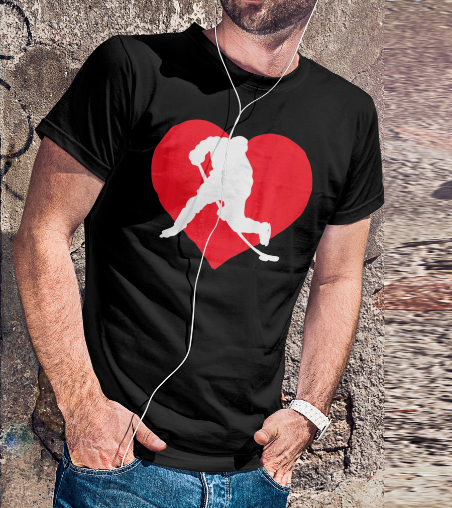 Valentine's Day Hockey Lover Heart T-Shirt
