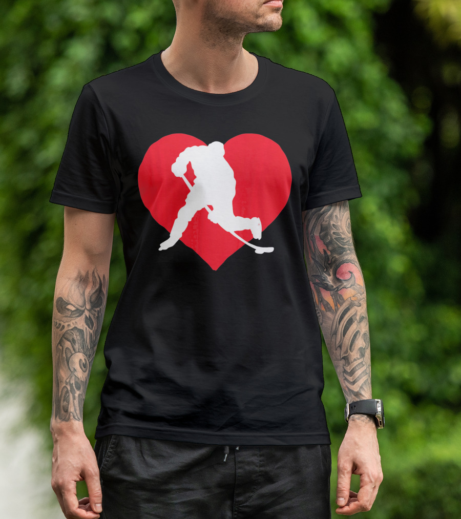Valentine's Day Hockey Lover Heart T-Shirt