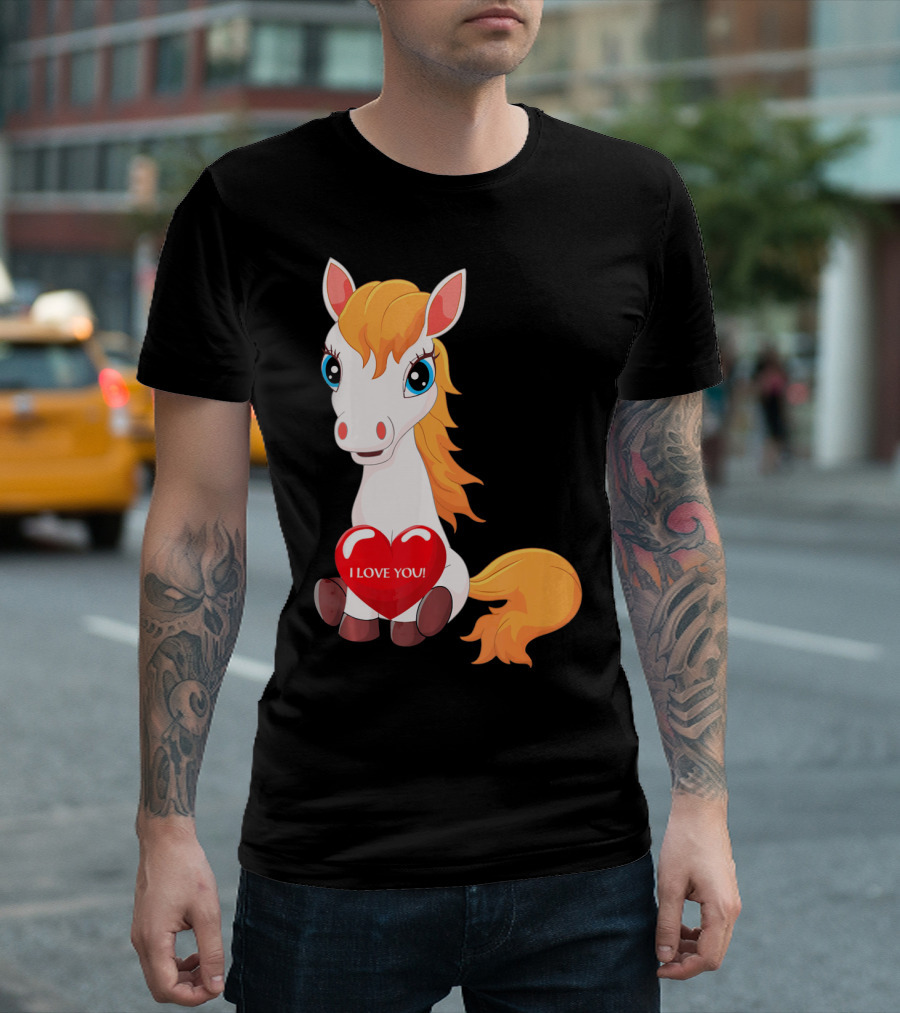 Horse with Heart Saying I Love You Valentine T-Shirt