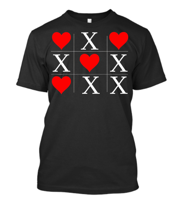 Hugs And Kisses Tic Tac Toe Valentine's X And Heart Grid T-Shirt