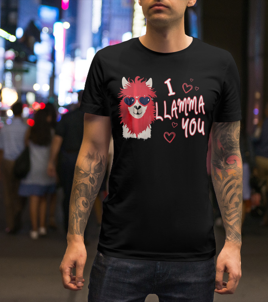 I Llamma You Heart Sunglasses Red Llama T-Shirt