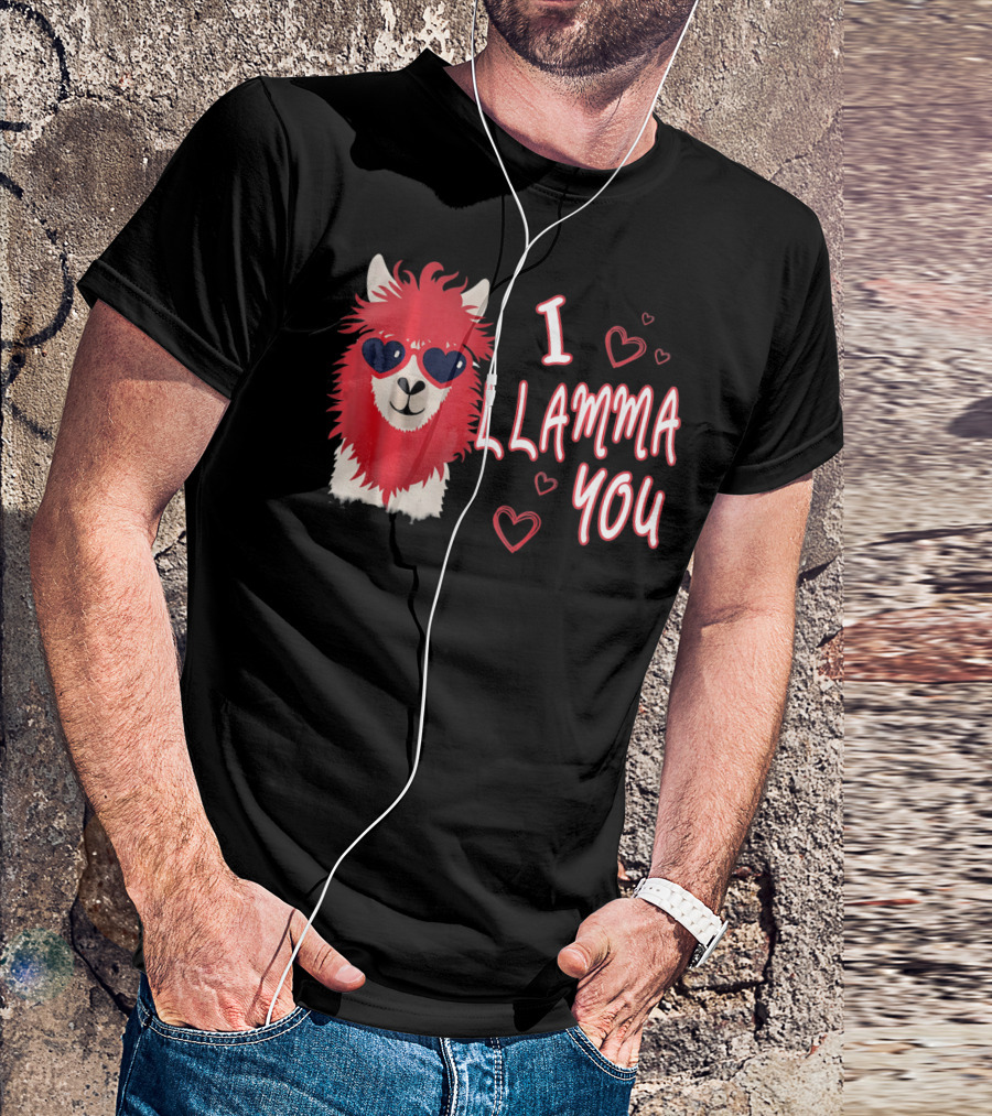 I Llamma You Heart Sunglasses Red Llama T-Shirt