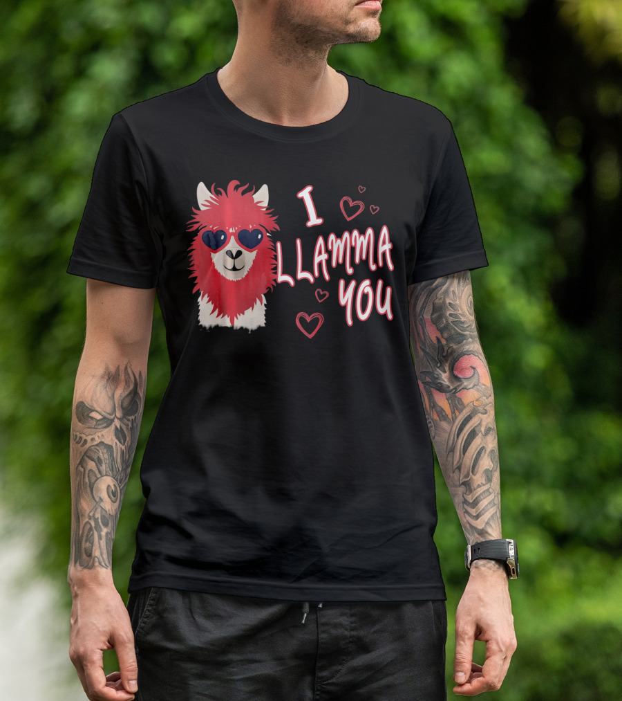 I Llamma You Heart Sunglasses Red Llama T-Shirt