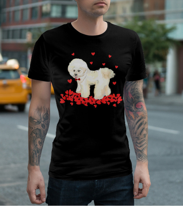 I Love My Bichon Frise Surrounded By Red Hearts Valentine's Day T-Shirt