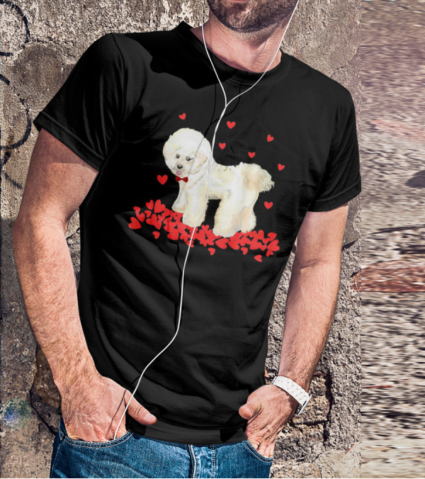 I Love My Bichon Frise Surrounded By Red Hearts Valentine's Day T-Shirt