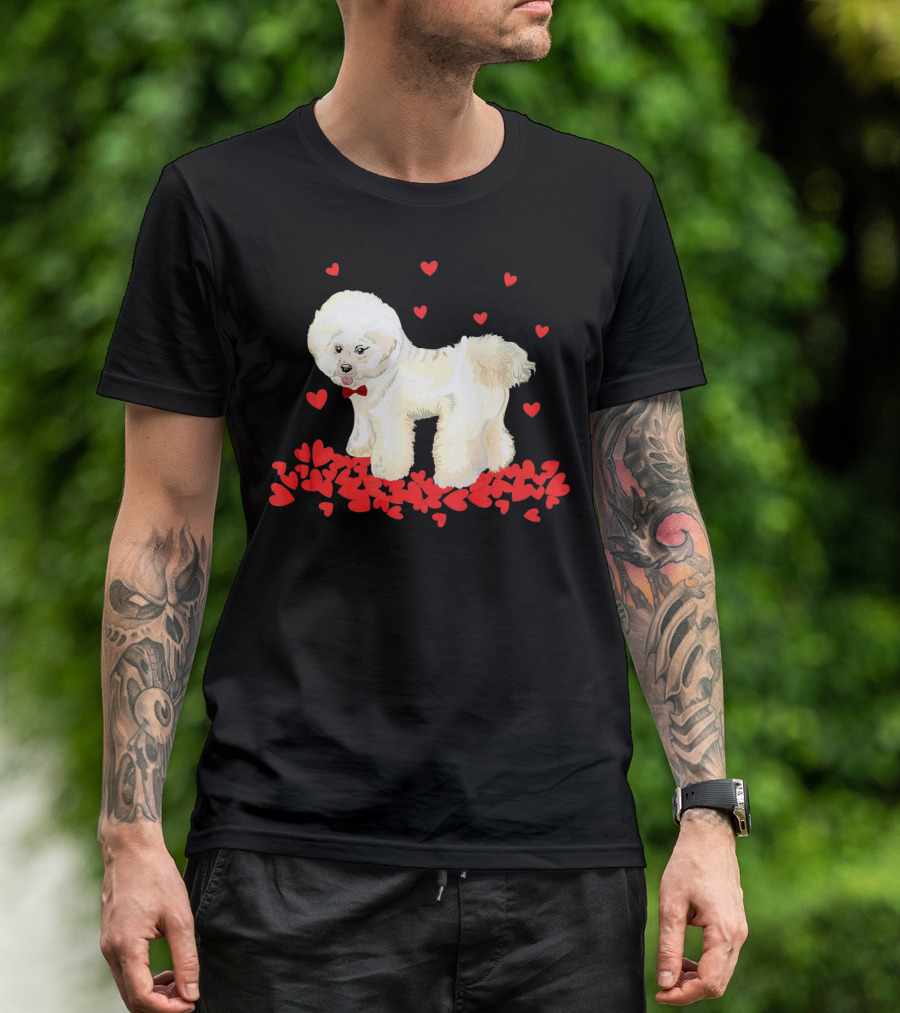I Love My Bichon Frise Surrounded By Red Hearts Valentine's Day T-Shirt