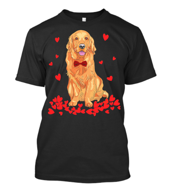 I Love My Golden Retriever Surrounded By Red Hearts T-Shirt