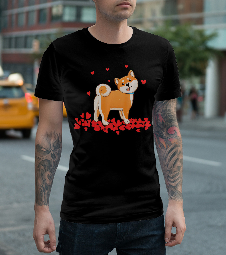 I Love My Shiba Inu Surrounded By Valentine Hearts T-Shirt