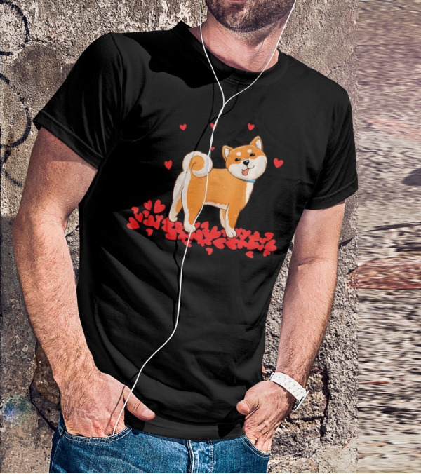 I Love My Shiba Inu Surrounded By Valentine Hearts T-Shirt