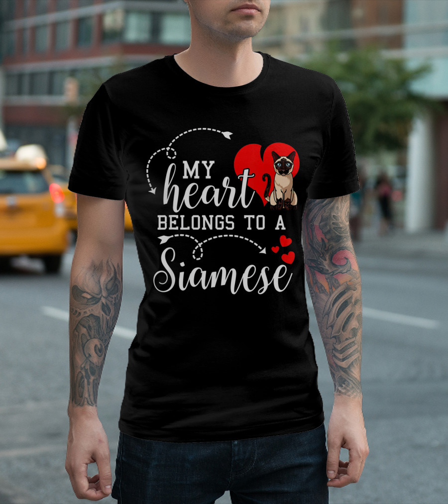 My Heart Belongs to a Siamese Cat Lover Mom with Cute Funny T-Shirt