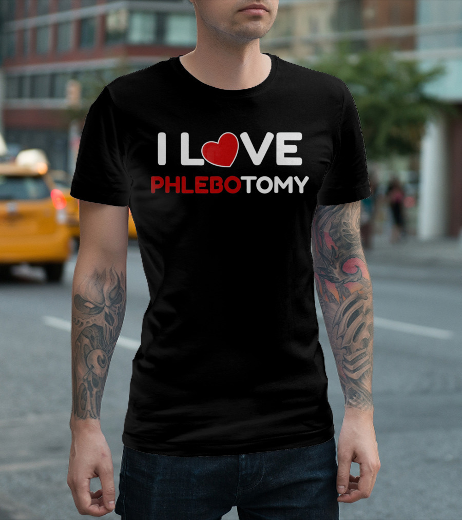 I Love Phlebotomy Red Heart Phlebotomy T-Shirt