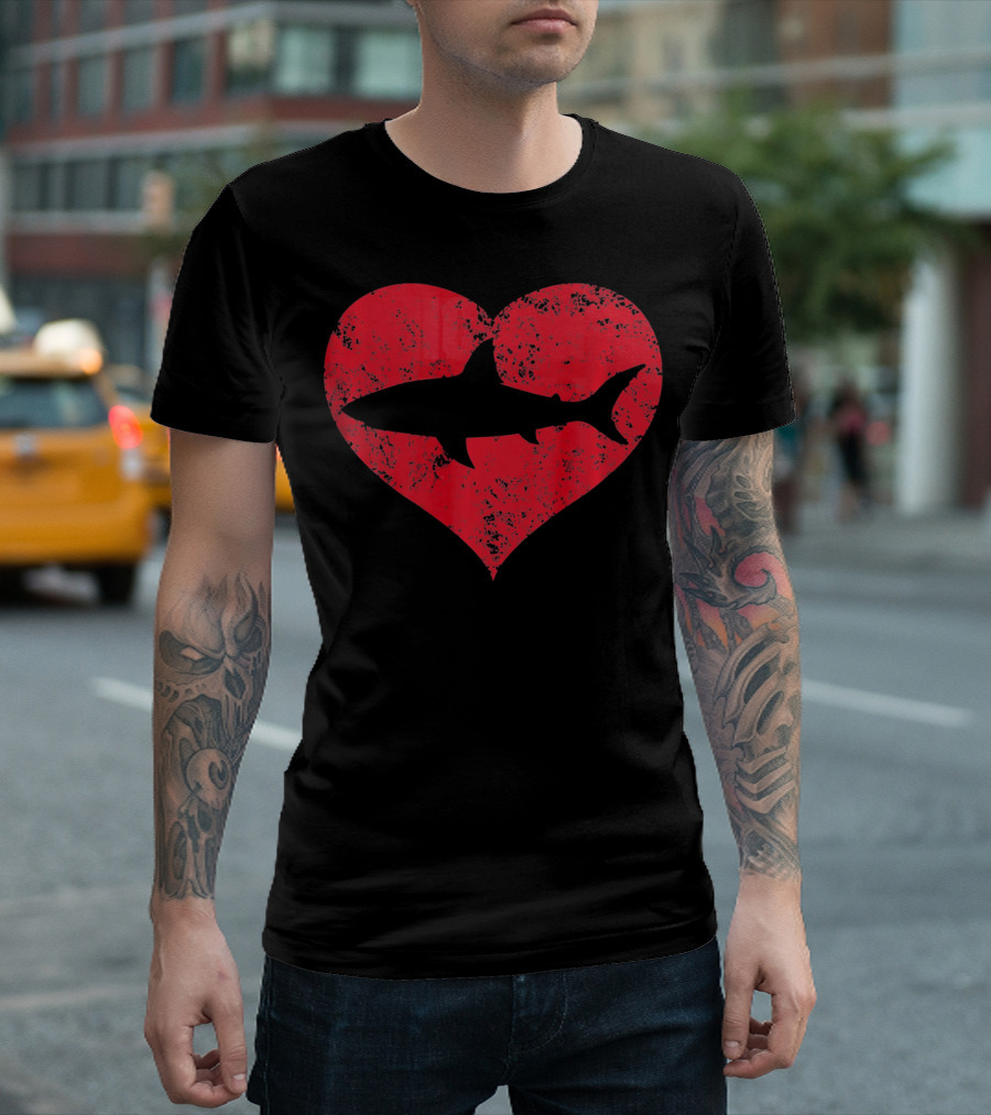 I Love Sharks Cute Shark Heart T-Shirt