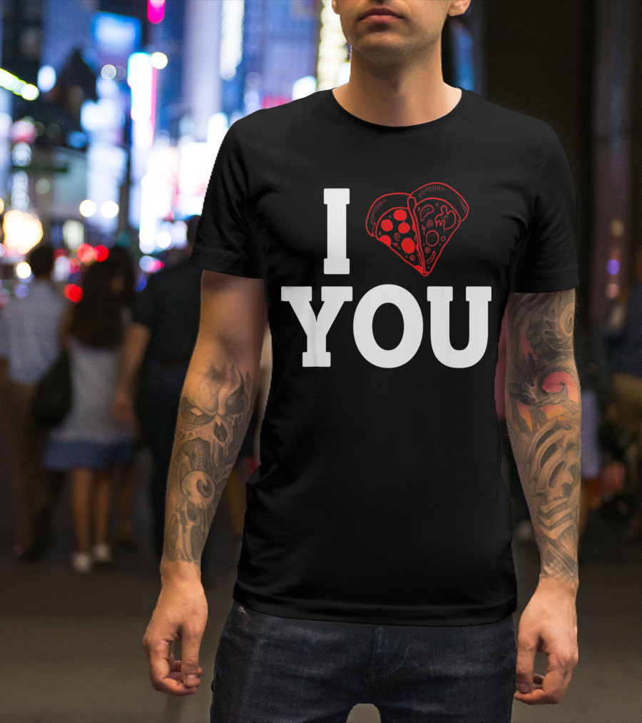 I Love You Pizza Lovers Valentines Day Heart-Shaped Pizza Slices T-Shirt