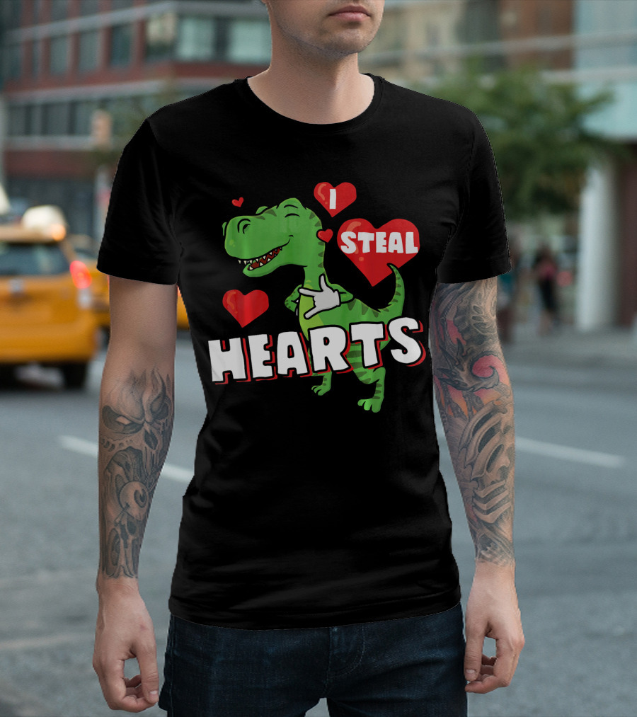 I Steal Hearts Dinosaur Valentine's Day T-Shirt