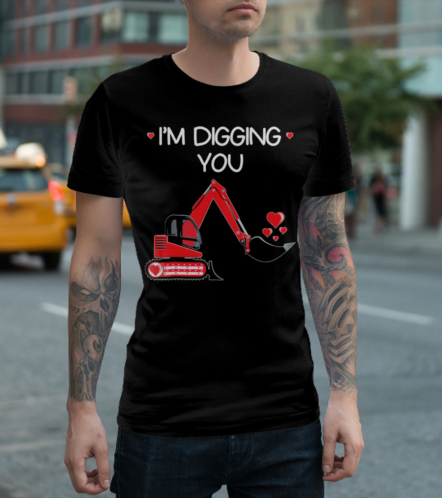 I'm Digging You Valentine Kids Tractor With Hearts T-Shirt