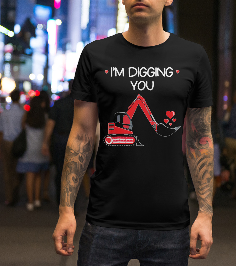 I'm Digging You Valentine Kids Tractor With Hearts T-Shirt
