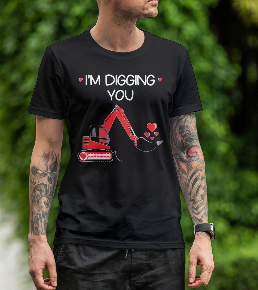 I'm Digging You Valentine Kids Tractor With Hearts T-Shirt